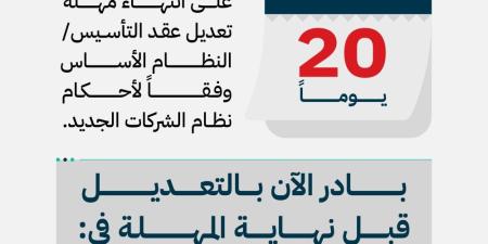 20 يوما متبقية على انتهاء مهلة تعديل عقد التأسيس للشركات - وكالة Mea News