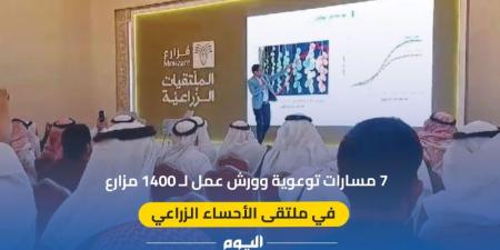 فيديو| 7 مسارات توعوية وورش عمل لـ1400 مزارع بملتقى الأحساء الزراعي