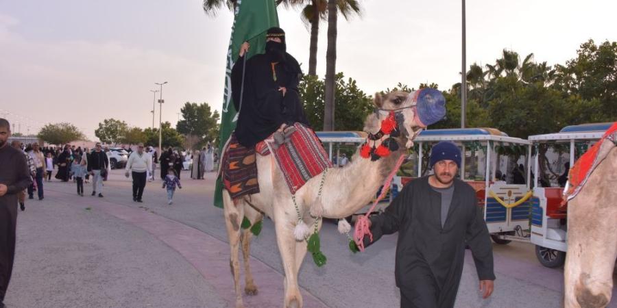 “راية التوحيد” ترفرف عاليًا.. استعراض للخيول والإبل بكورنيش الدمام